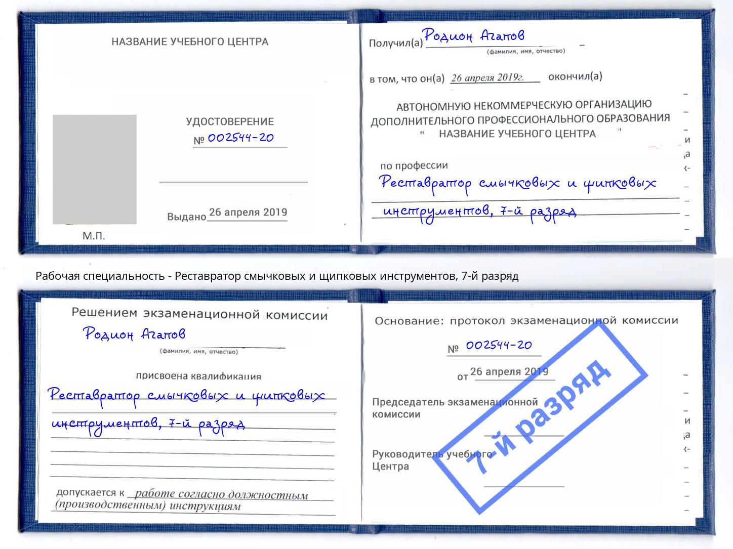 корочка 7-й разряд Реставратор смычковых и щипковых инструментов Севастополь